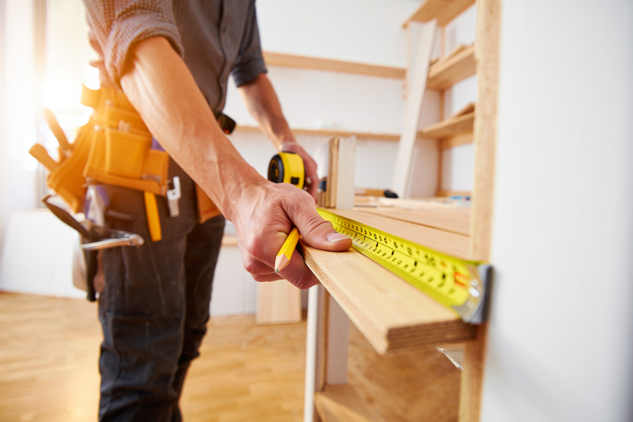 Timmerman aan het werk in Amsterdam